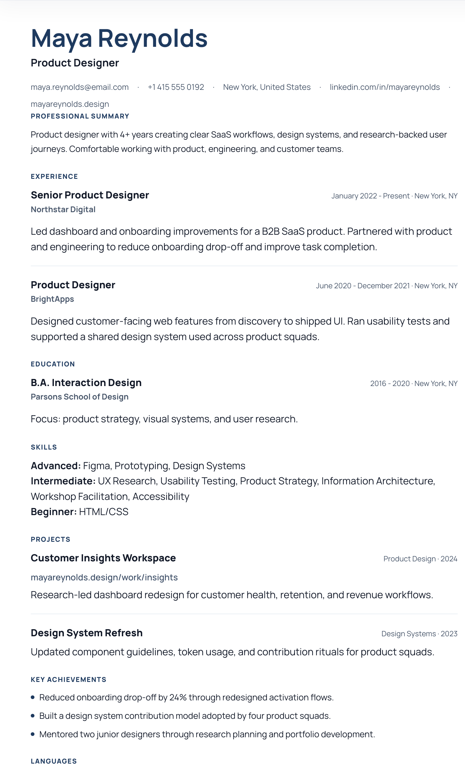 Academic / Research - CV template