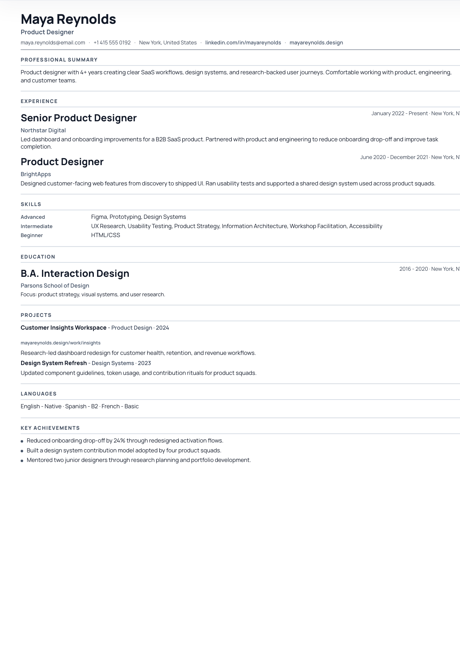 Compact ATS - CV template