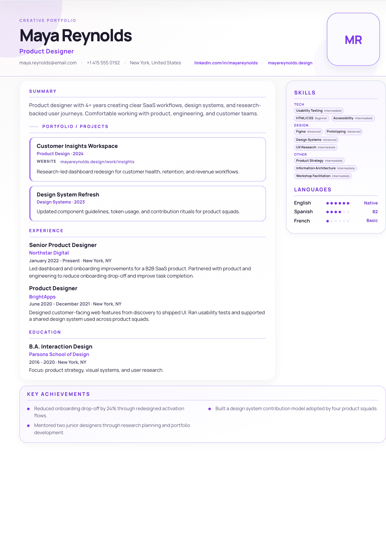 Creative Portfolio - CV template