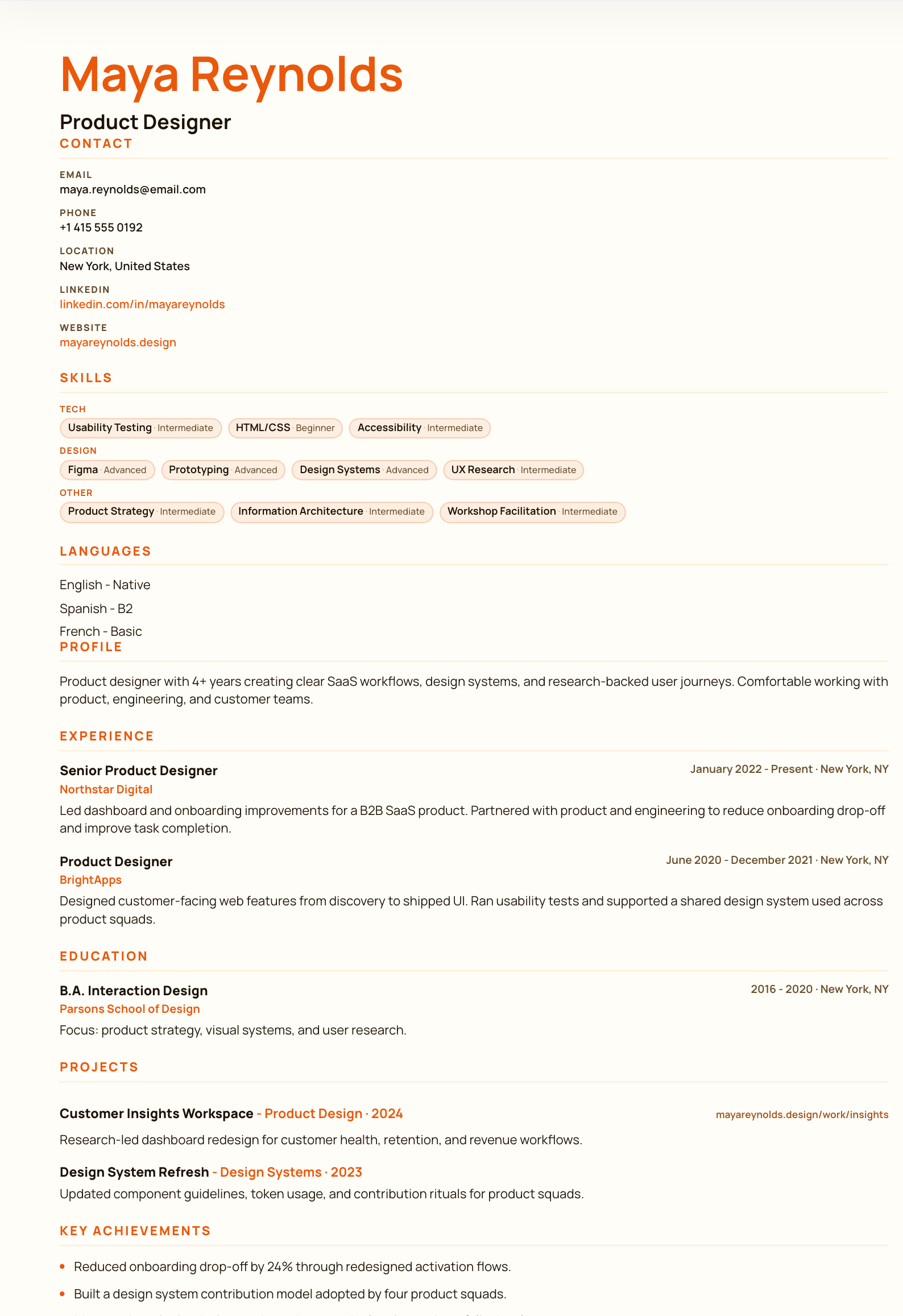Hospitality Service - CV template