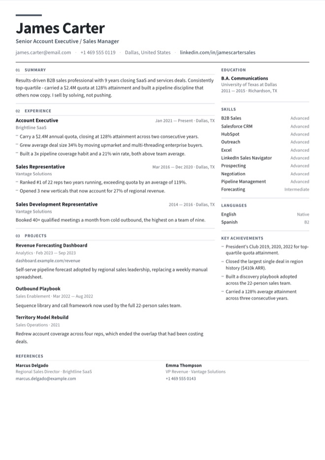 Swiss One Page - CV template