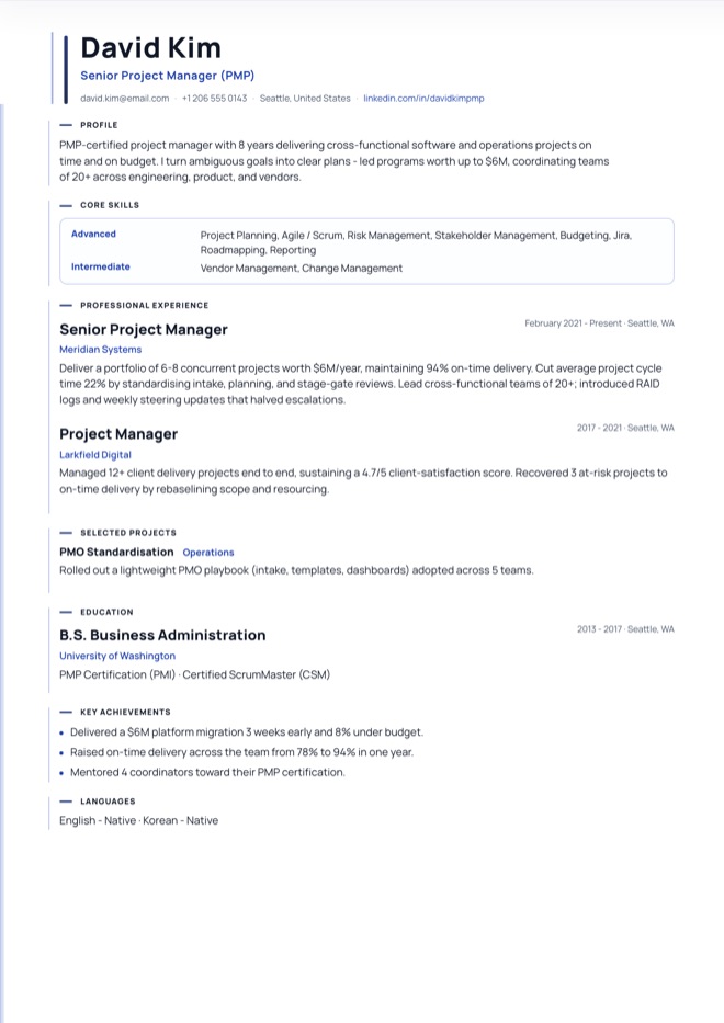 Career Change CV Template preview