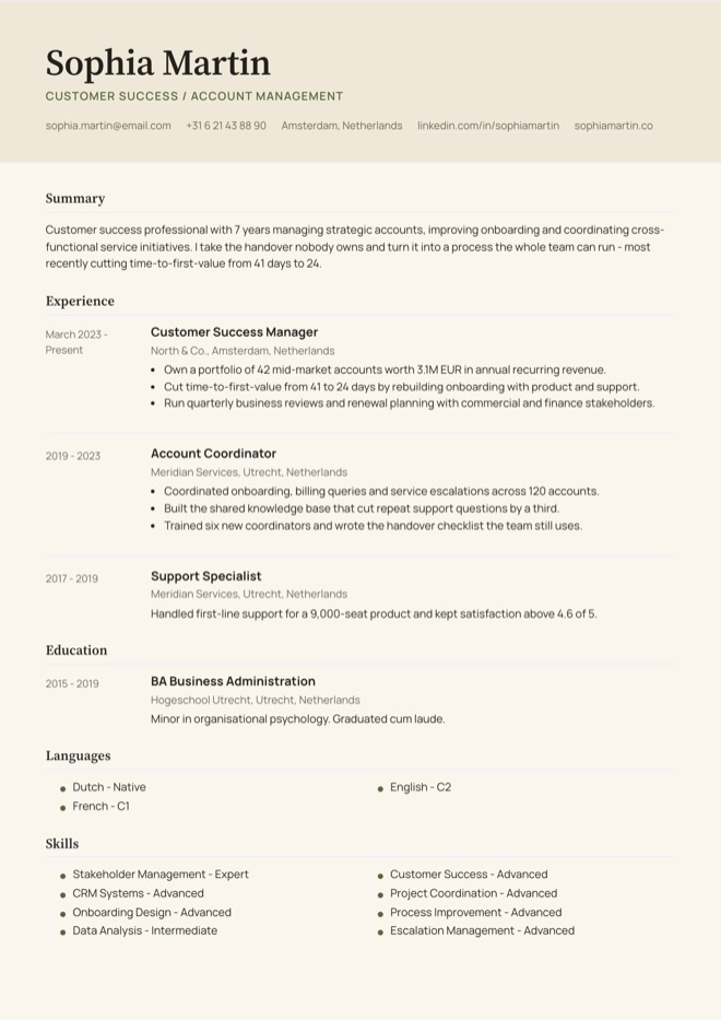 European CV template preview