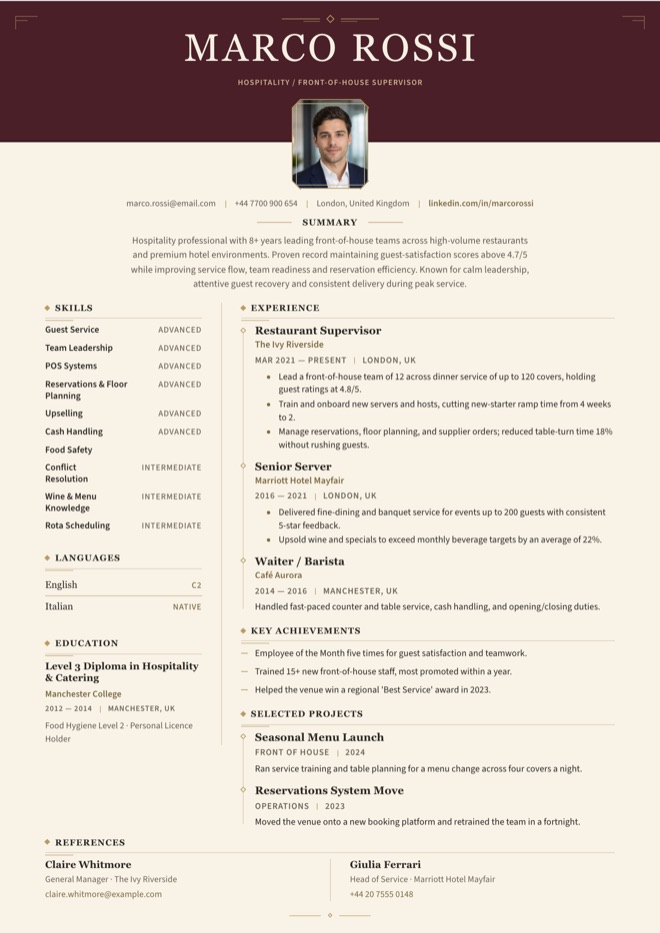 Grand Hotel - CV template