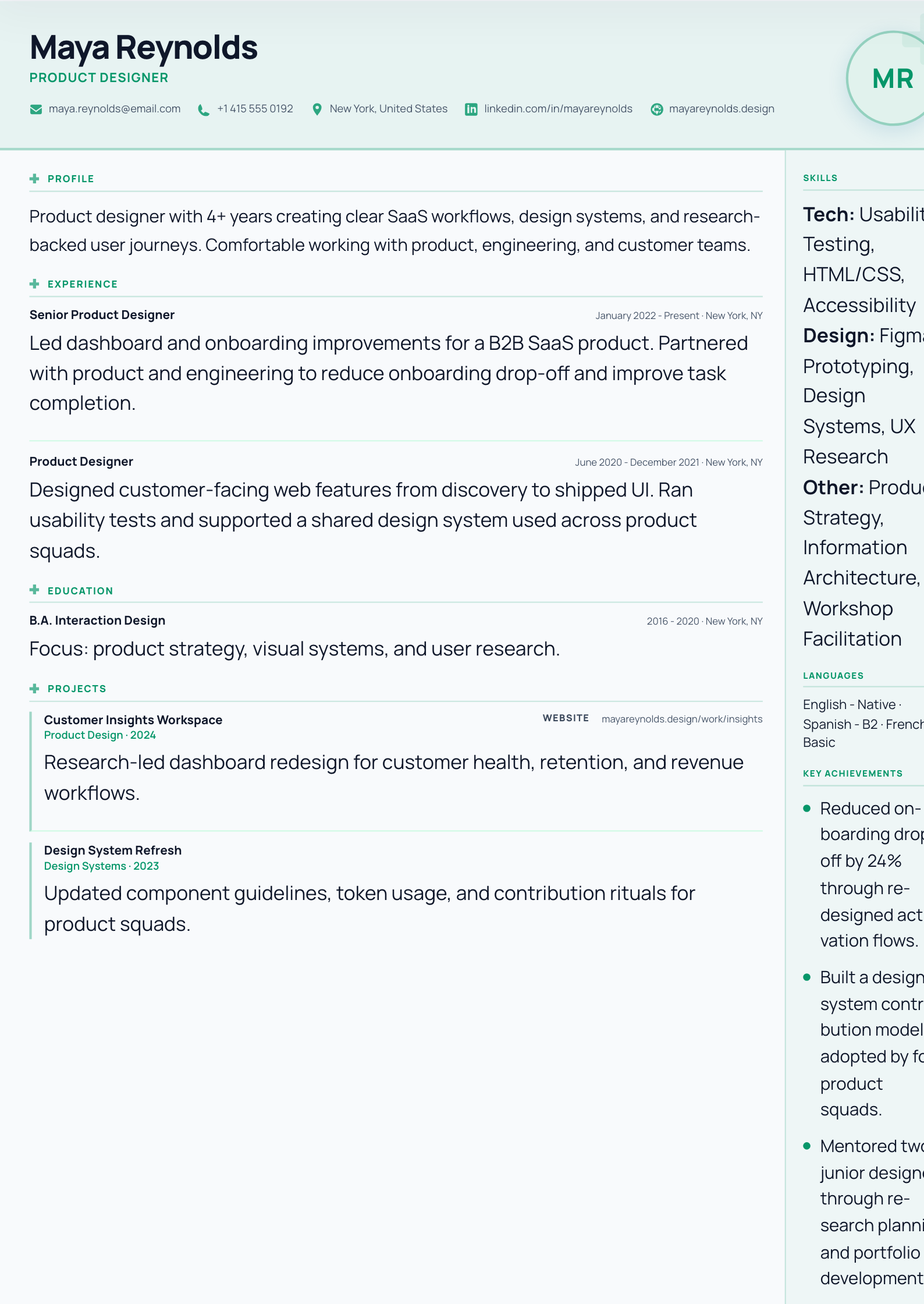 Medical / Healthcare - CV template