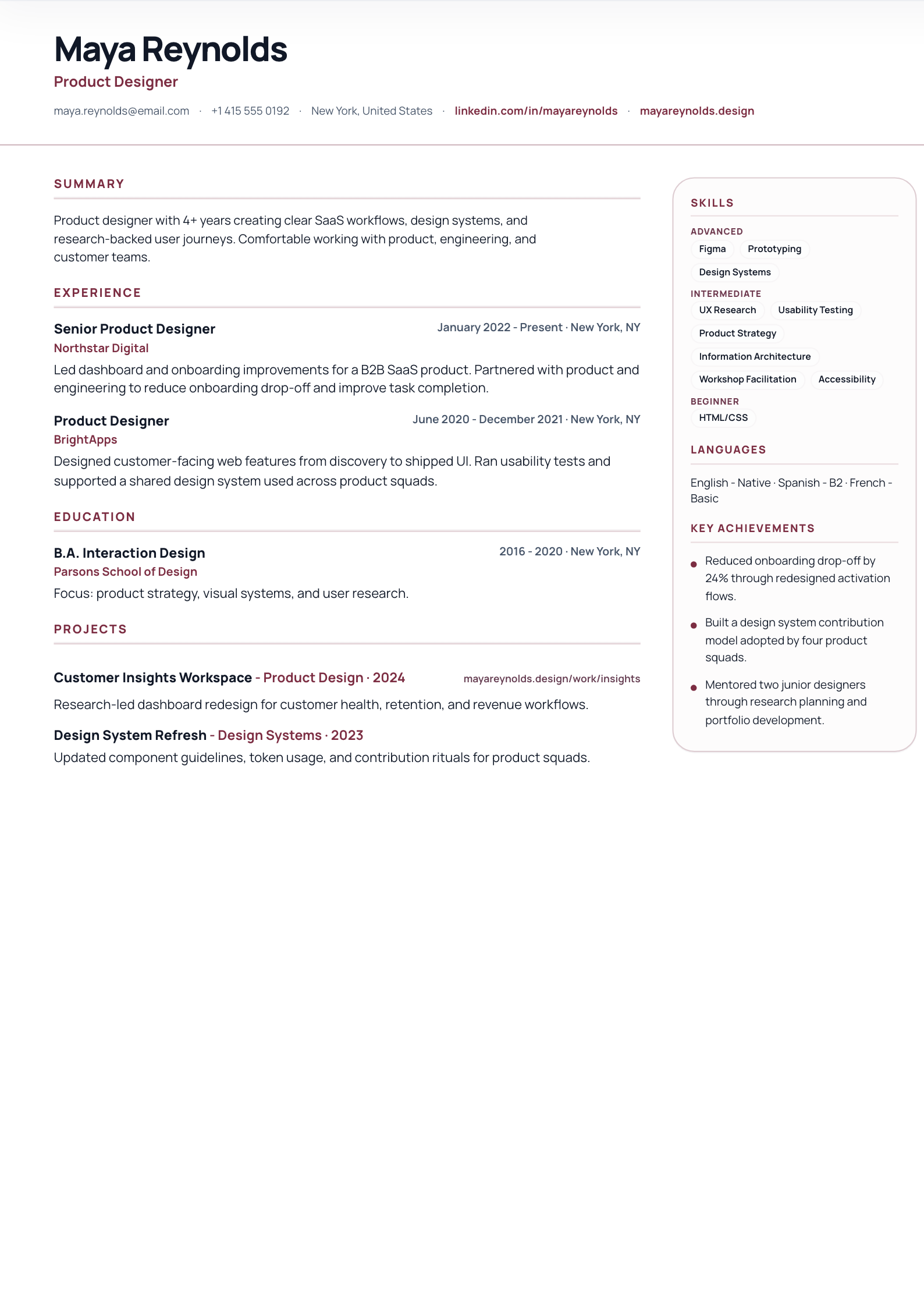 Two Column Pro - CV template